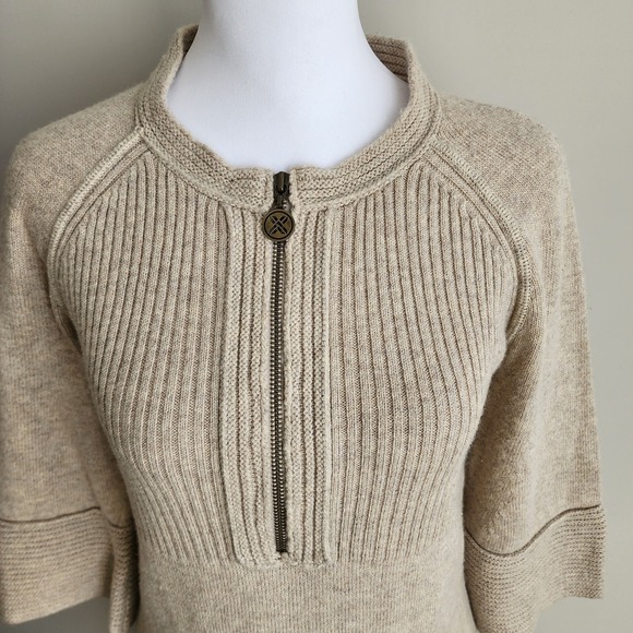 Armani Exchange Sweater Dress Womens Medium Wool Cashmere Blend Knit Oatmeal - Picture 3 of 15